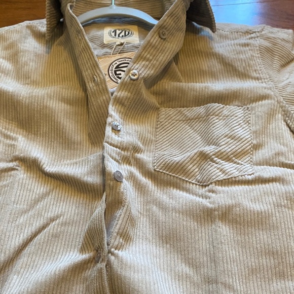 Granola outdoors hippie retro 100% cottonPolo Tan Striped button up Shirt Jacket - Picture 4 of 7